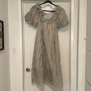 Zoco Puff Sleeves Blue Stripes Dress / medium